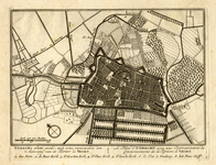 212031 Plattegrond van de stad Utrecht met directe omgeving; met weergave van wegen en watergangen, van het stratenplan ...